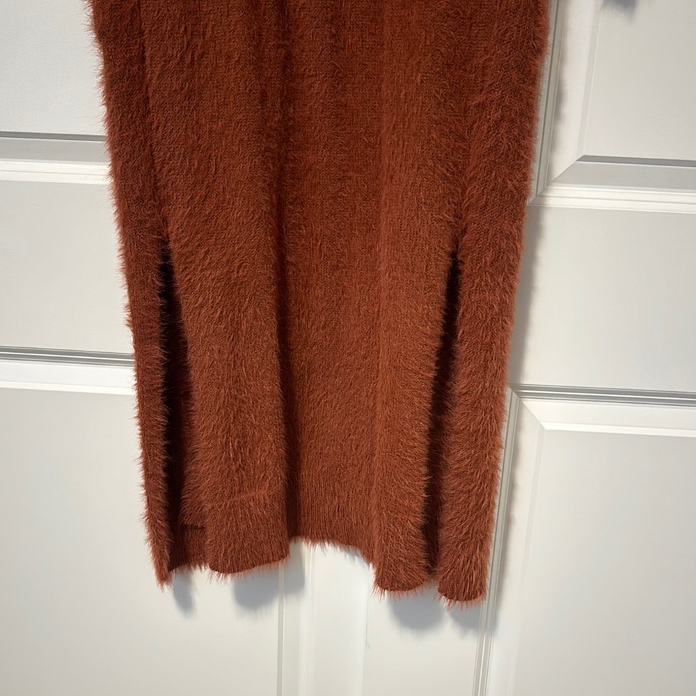 Rust Long Fuzzy Cardigan - Picture 8 of 8